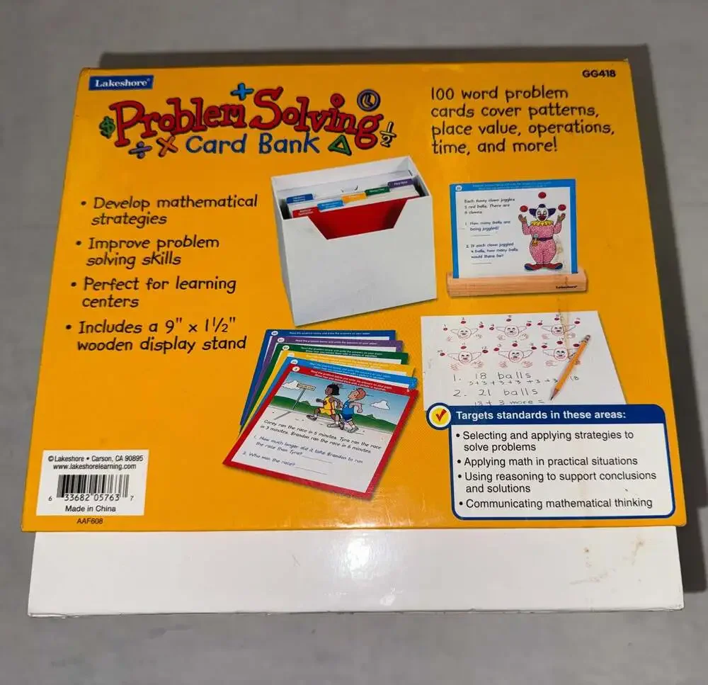 LAKESHORE PROBLEM-SOLVING CARD BANK GRADES 2-4, AGES 7+ Covers 6 Math Topics